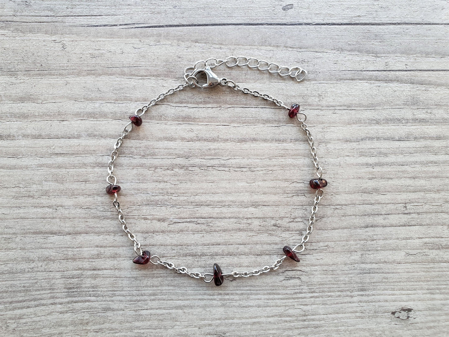 Garnet Anklet, Gold Anklet, Silver Anklet, Crystal Anklet, Gemstone Anklet, Ankle Bracelet, Boho Anklet, Beach Anklet, Summer Anklet, Chips