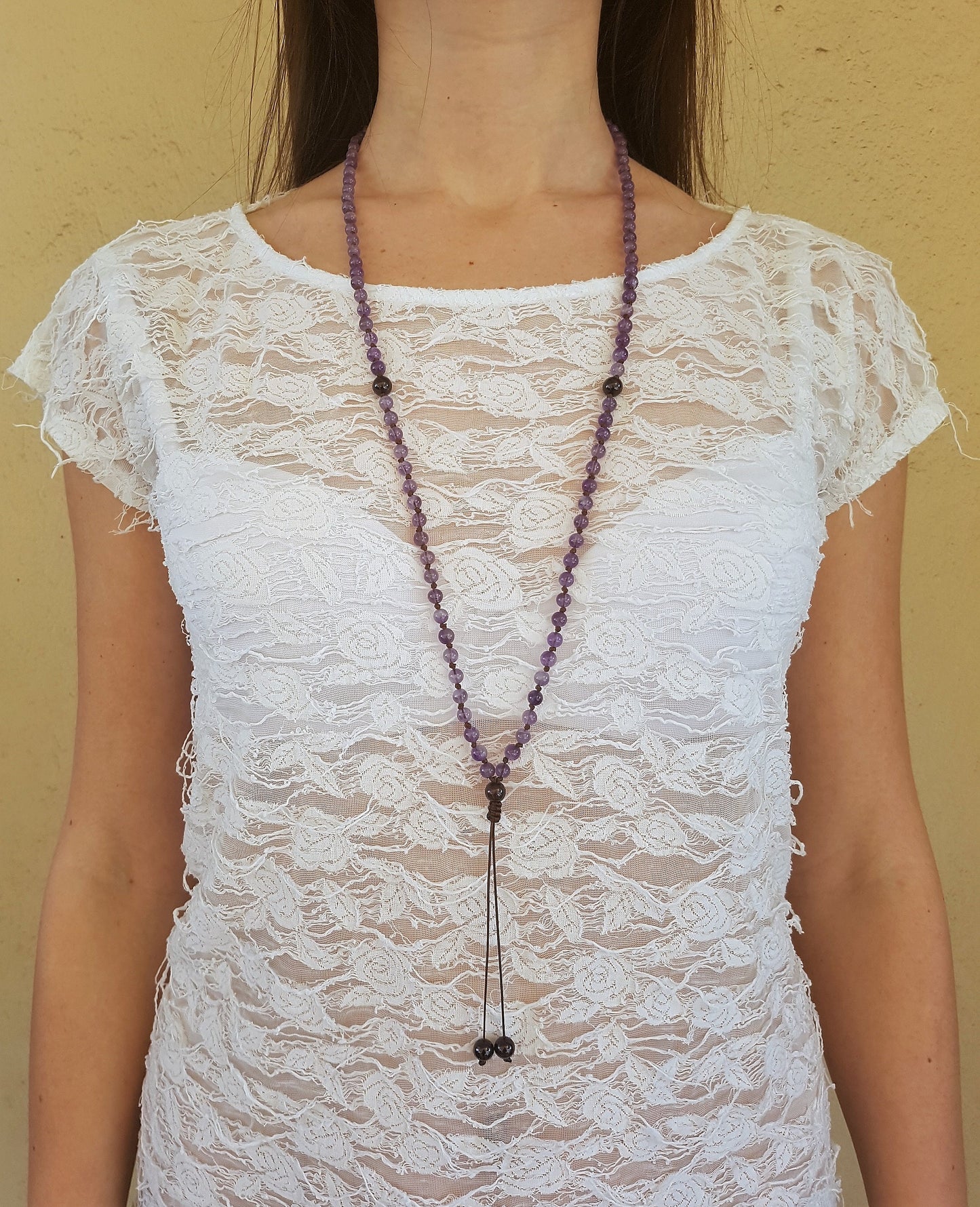 Amethyst Mala, Garnet Mala, 108 Mala, 108 Mala Bracelet, Purple Mala Beads, 108 Mala Beads, 108 Prayer Beads, Boho Necklace, Knotted Mala