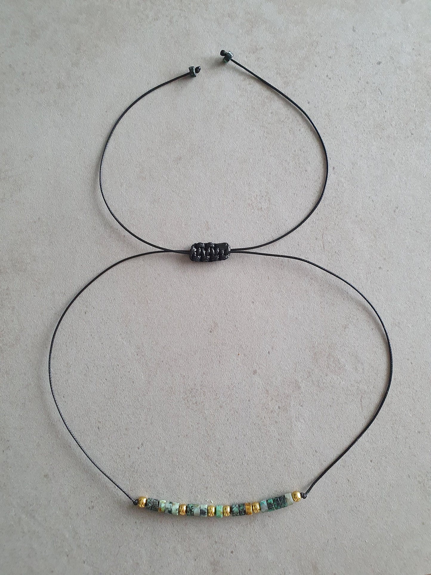 African Turquoise, Turquoise Necklace, Choker Necklace, Gold Bead Choker, Bridesmaid Necklace, Girlfriend Gift, Minimalist Choker