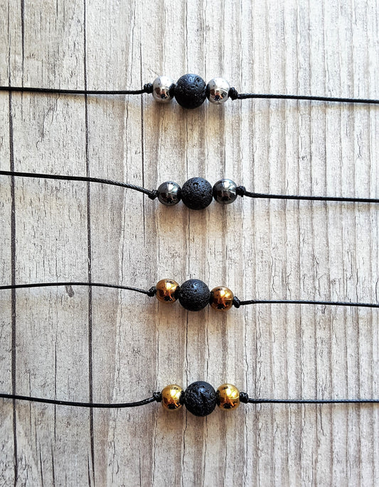 Volcanic rock Choker, Hematite Choker, Gemstone Choker, Boho Choker, Bohemian Choker, Thin Black Choker, Cute Choker, Choker Necklace, Silve