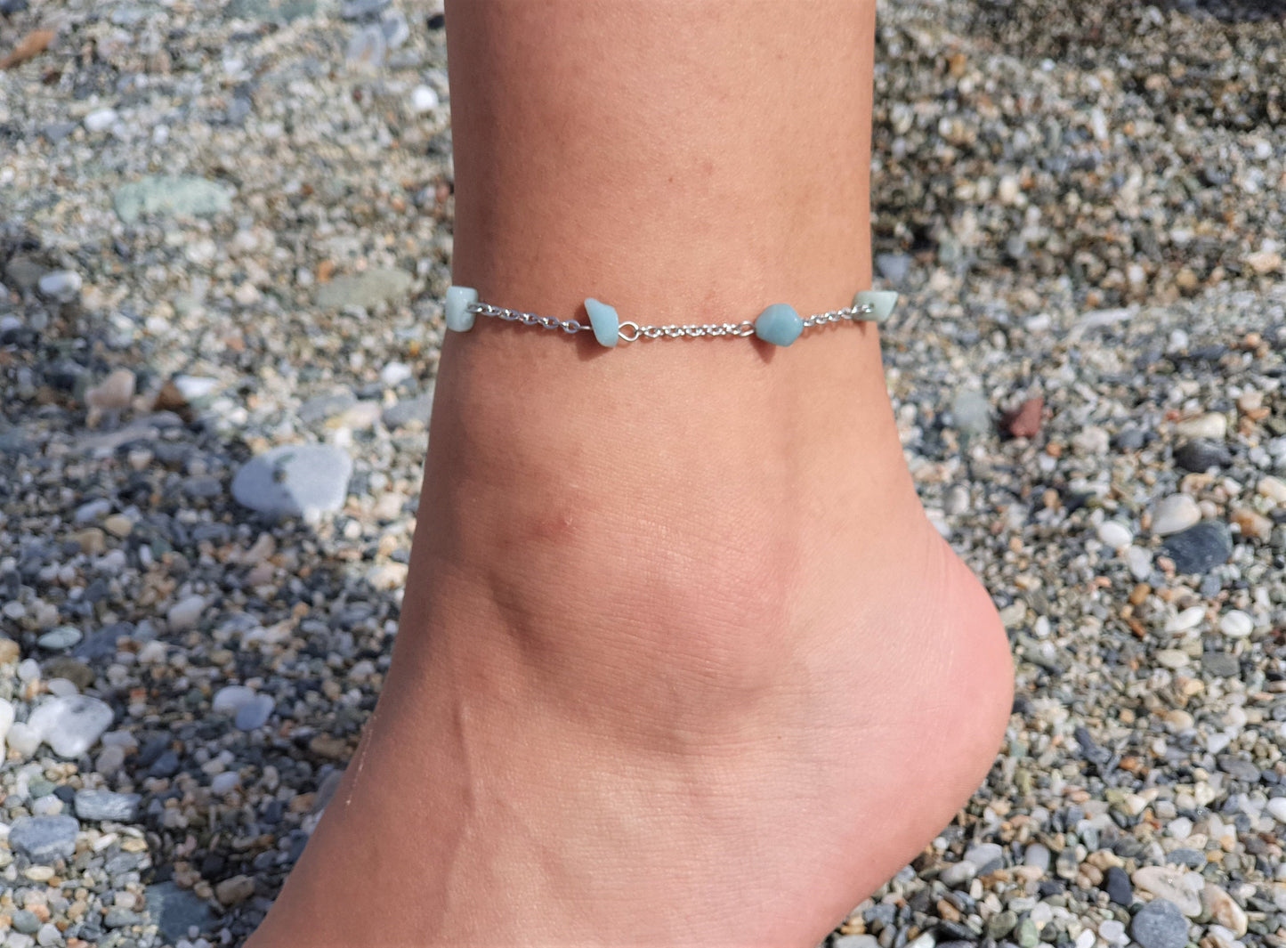 Amazonite Anklet, Gold Anklet, Silver Anklet, Crystal Anklet, Gemstone Anklet, Ankle Bracelet, Boho Anklet, Beach Anklet, Summer Anklet