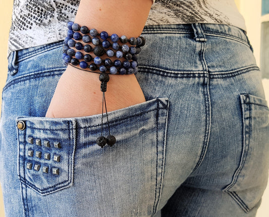 Sodalite Mala, Volcanic rock Mala, 108 Mala, 108 Mala Necklace, 108 Mala Bracelet, 108 Men Mala, 108 Mala Beads, 108 Prayer Beads, 108 Women