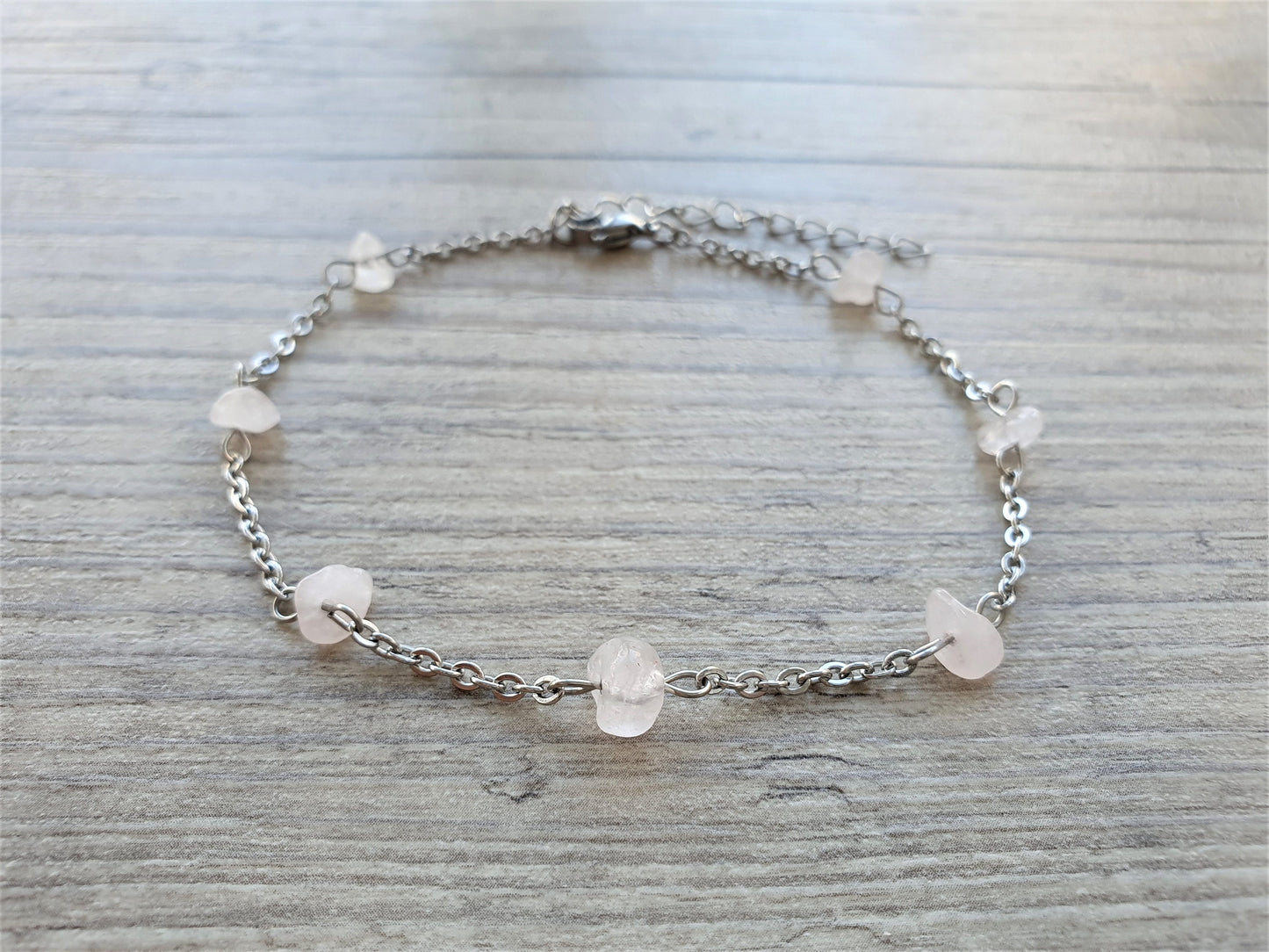 Rose Quartz Anklet, Gold Anklet, Silver Anklet, Crystal Anklet, Gemstone Anklet, Ankle Bracelet, Boho Anklet, Beach Anklet, Summer Anklet