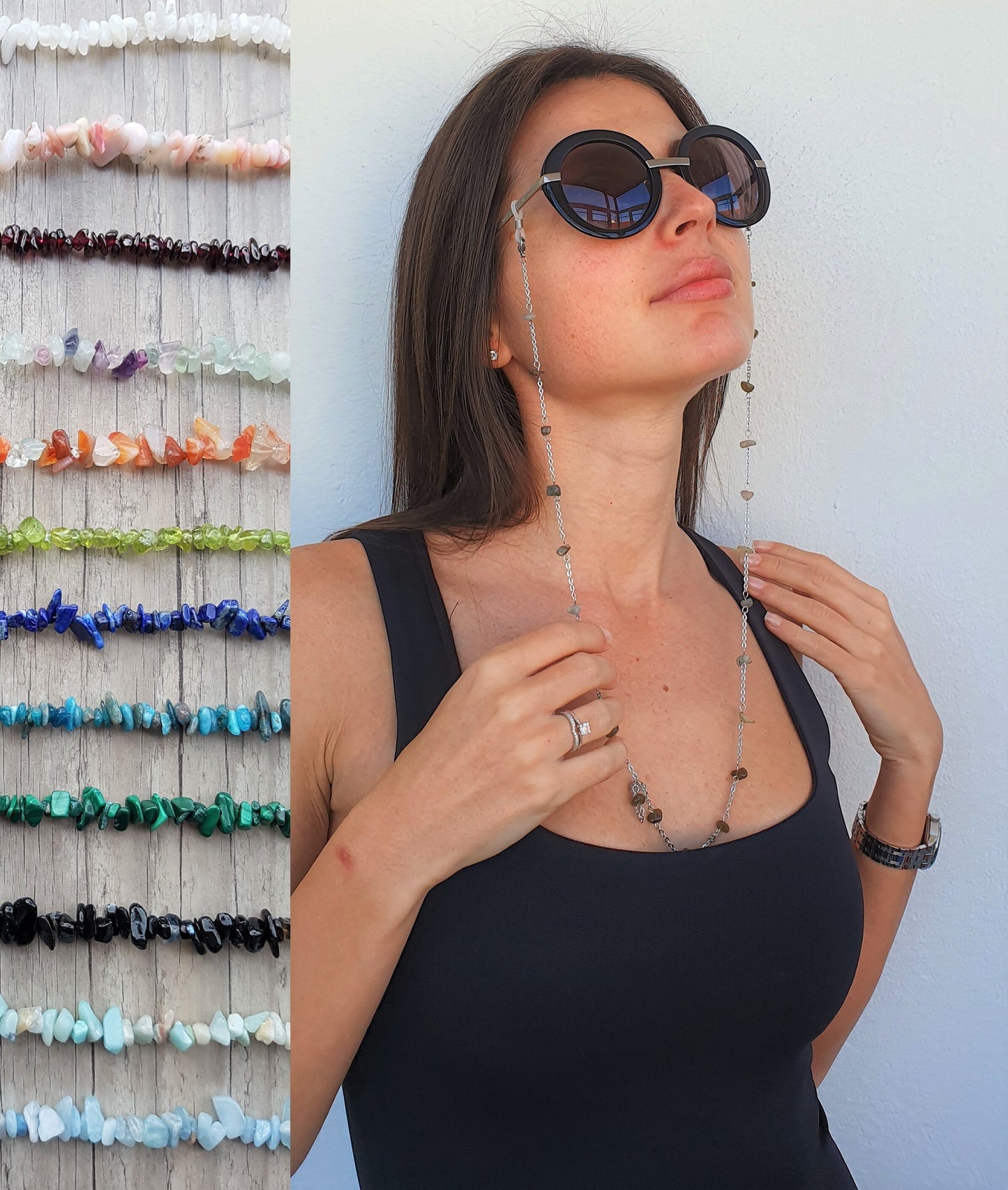 Chips Chain, Gemstone Chain, Eyeglass Gold Chain, Glasses Silver Chain, Glasses Chain, Eyeglasses Chain, Glasses Holder, Sunglasses Chain