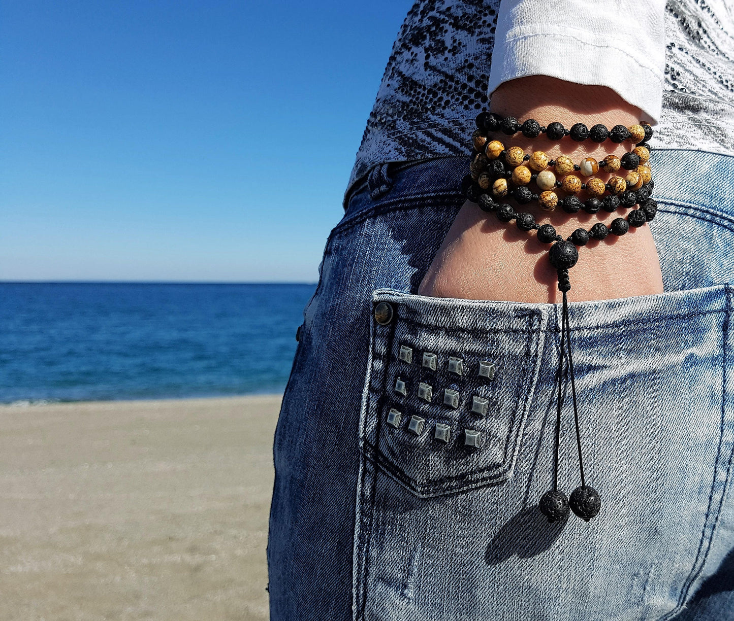 Jasper Mala, Volcanic rock Mala, 108 Mala, 108 Mala Necklace, 108 Mala Bracelet, 108 Mens Mala, 108 Mala Beads, 108 Prayer Beads, 108 Womens