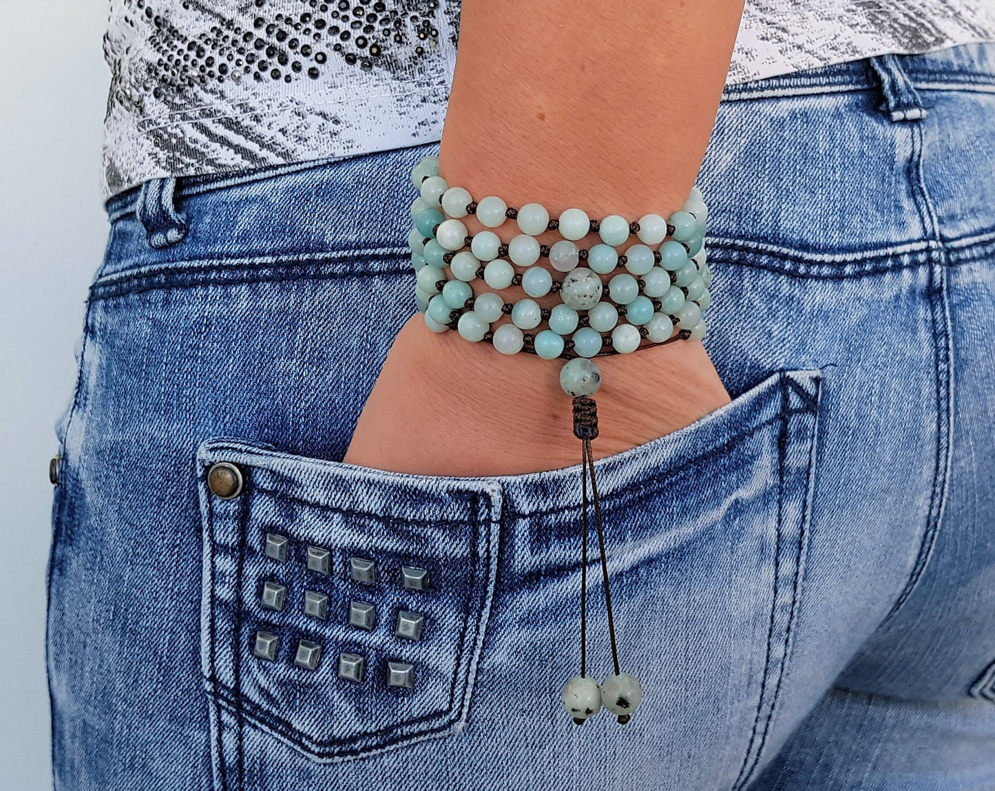 Amazonite Mala, Kiwi Jasper Mala, 108 Mala, 108 Mala Necklace, 108 Mala Bracelet, 108 Men Mala, 108 Mala Beads, 108 Prayer Beads, 108 Women