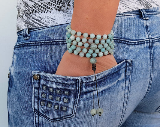 Amazonite Mala, Kiwi Jasper Mala, 108 Mala, 108 Mala Necklace, 108 Mala Bracelet, 108 Men Mala, 108 Mala Beads, 108 Prayer Beads, 108 Women