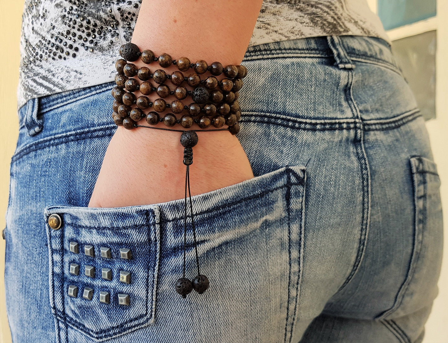 Bronzite Mala, Volcanic rock Mala, 108 Mala, 108 Mala Necklace, 108 Mala Bracelet, 108 Men Mala, 108 Mala Beads, 108 Prayer Beads, 108 Women