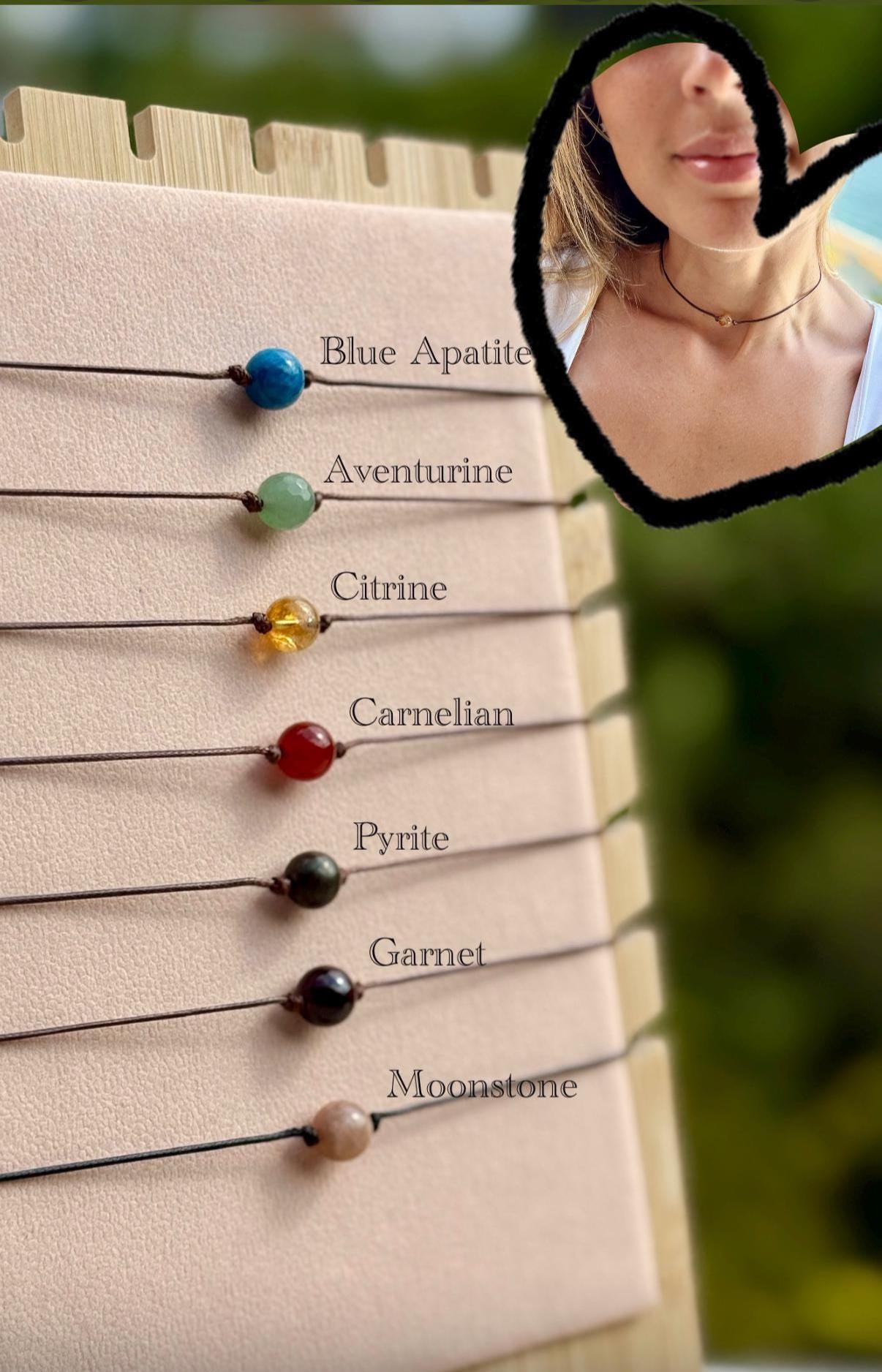 Blue Apatite Choker, Aventurine Choker, Citrine Choker, Carnelian Choker, Pyrite Necklace, Garnet Necklace, Moonstone Choker, Single Bead