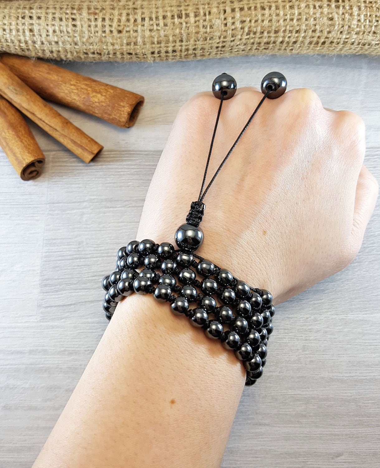 Dark Gray Hematite, Hematite Mala, 108 Mala, 108 Mala Bracelet, Mens Mala Bracelet, 108 Mala Beads, 108 Prayer Beads, Boho Necklace, Knotted
