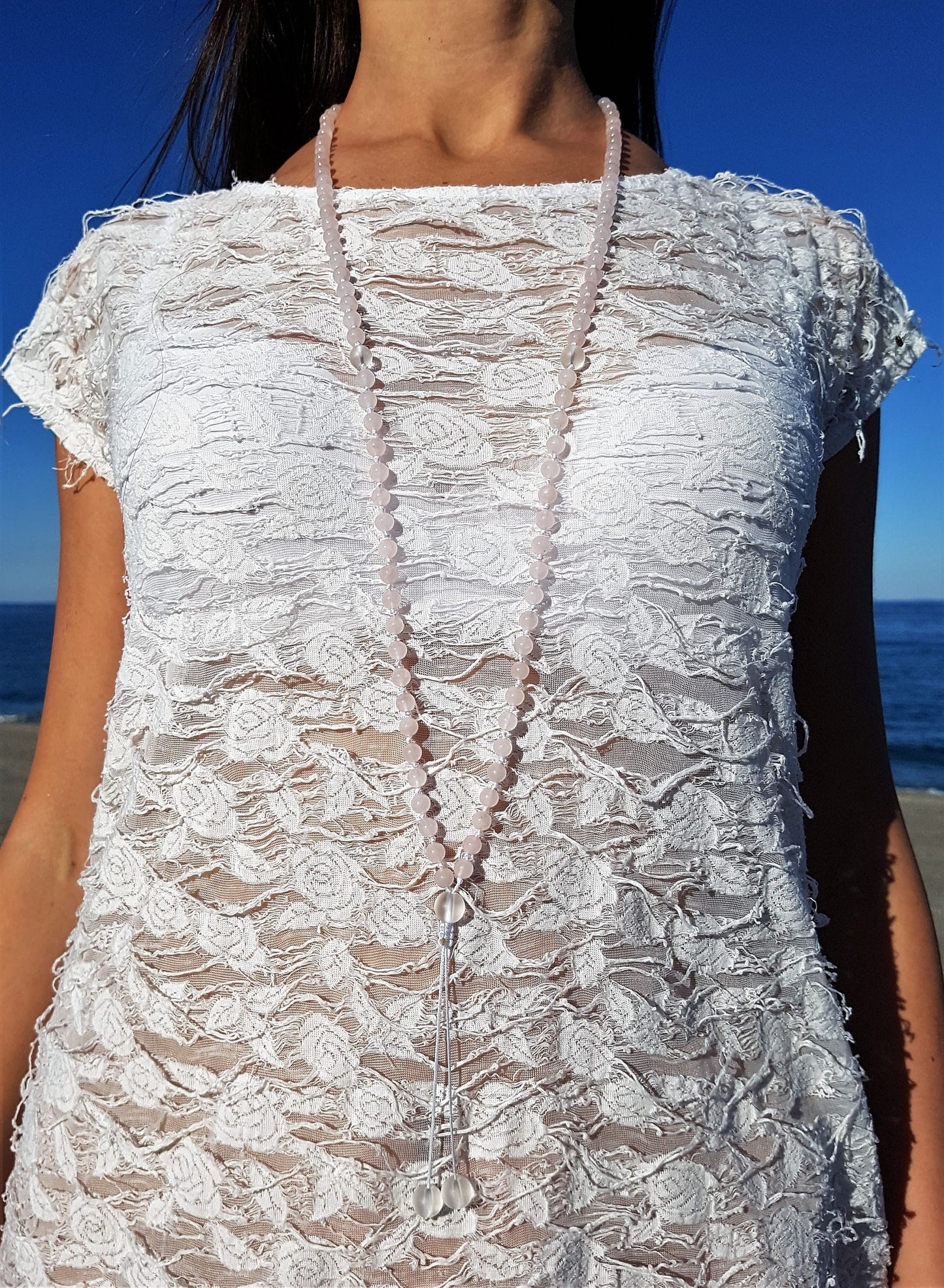 Rose Quartz Mala, Mountain crystal, 108 Mala, 108 Mala Bracelet, Red Mala Beads, 108 Mala Beads, 108 Prayer Beads, Boho Necklace, Knotted