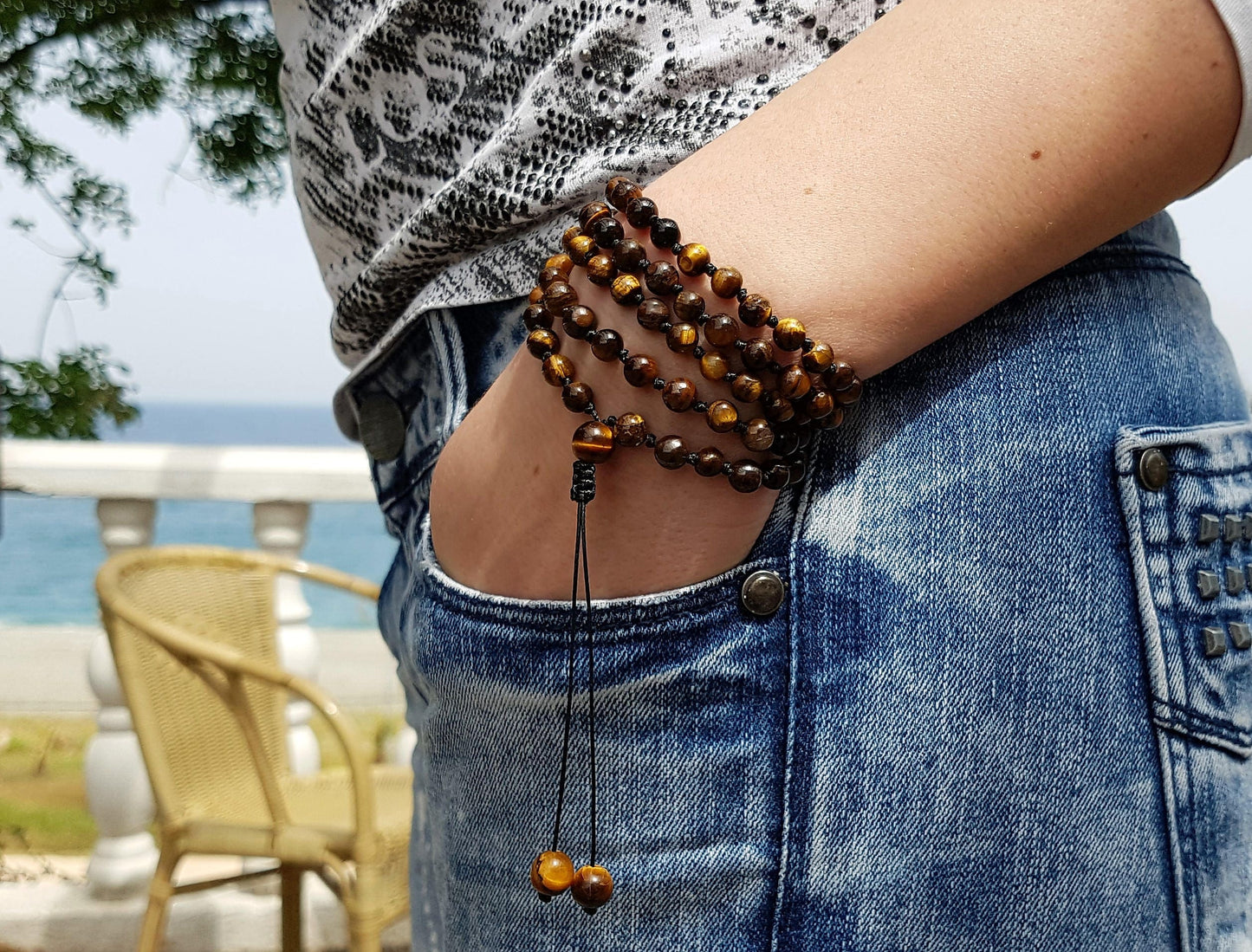 Tigers Eye Mala, 108 Mala, 108 Mala Necklace, 108 Mala Bracelet, 108 Mens Mala, 108 Mala Beads, 108 Prayer Beads, 108 Womens Mala, Boho