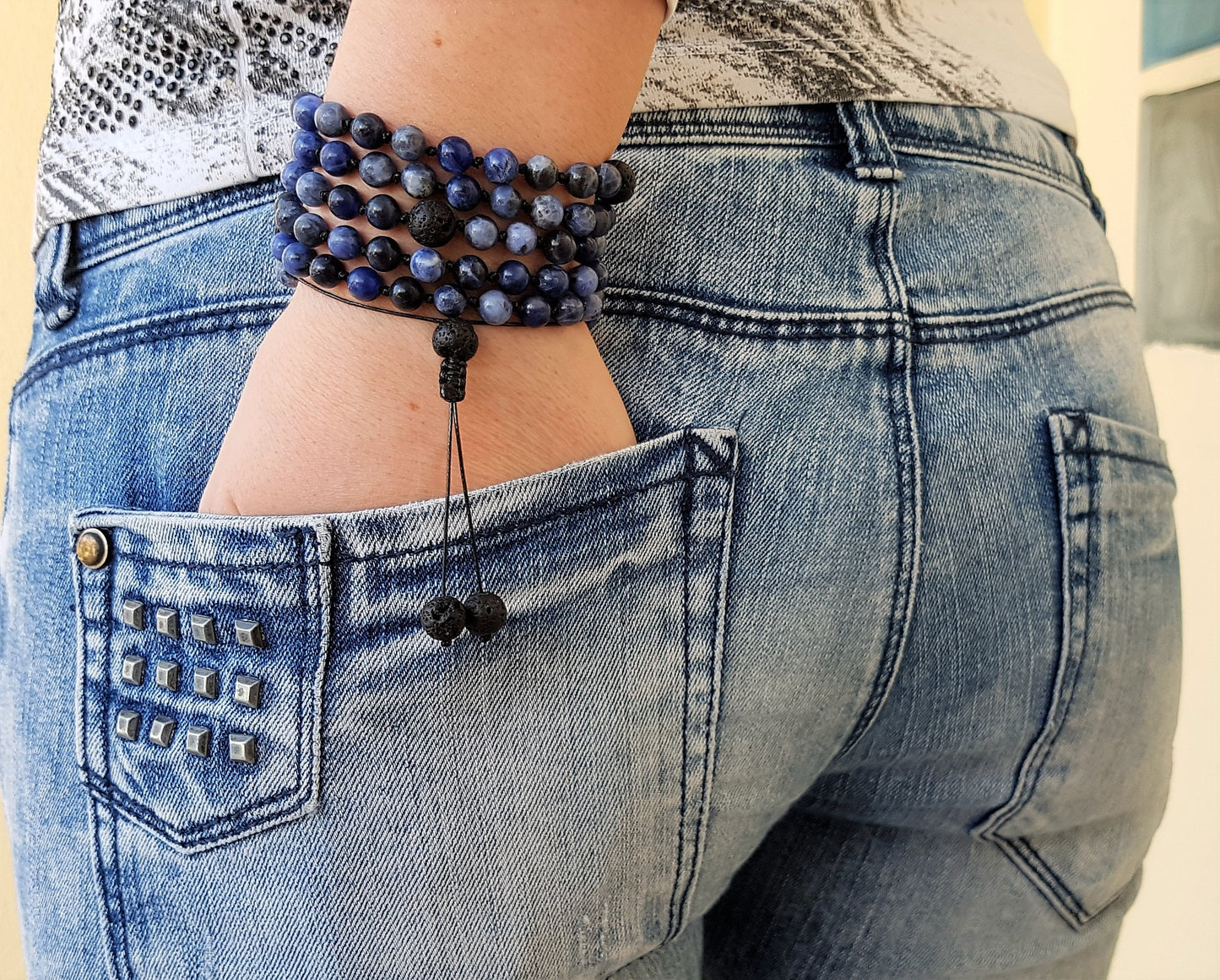 Sodalite Mala, Volcanic rock Mala, 108 Mala, 108 Mala Necklace, 108 Mala Bracelet, 108 Men Mala, 108 Mala Beads, 108 Prayer Beads, 108 Women