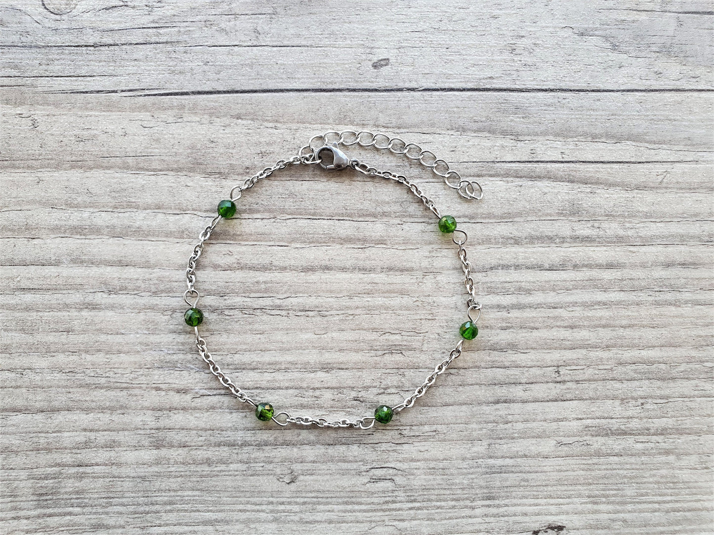 Silver Anklet, Crystal Anklet, Gemstone Anklet, Ankle Bracelet, Boho Anklet, Beach Anklet, Summer Anklet, Beaded Anklet, Bead Anklet, Chain