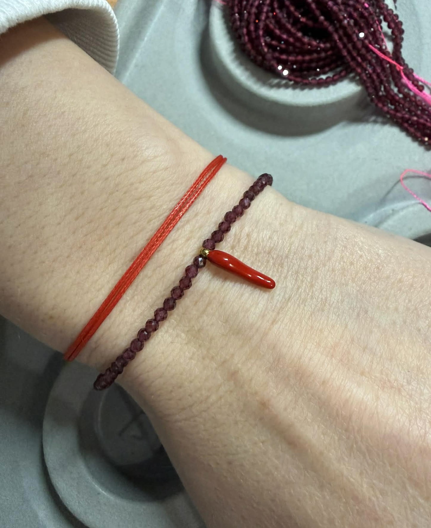 Taurus Bracelet, Garnet Bracelet, Chili Pepper Bracelet