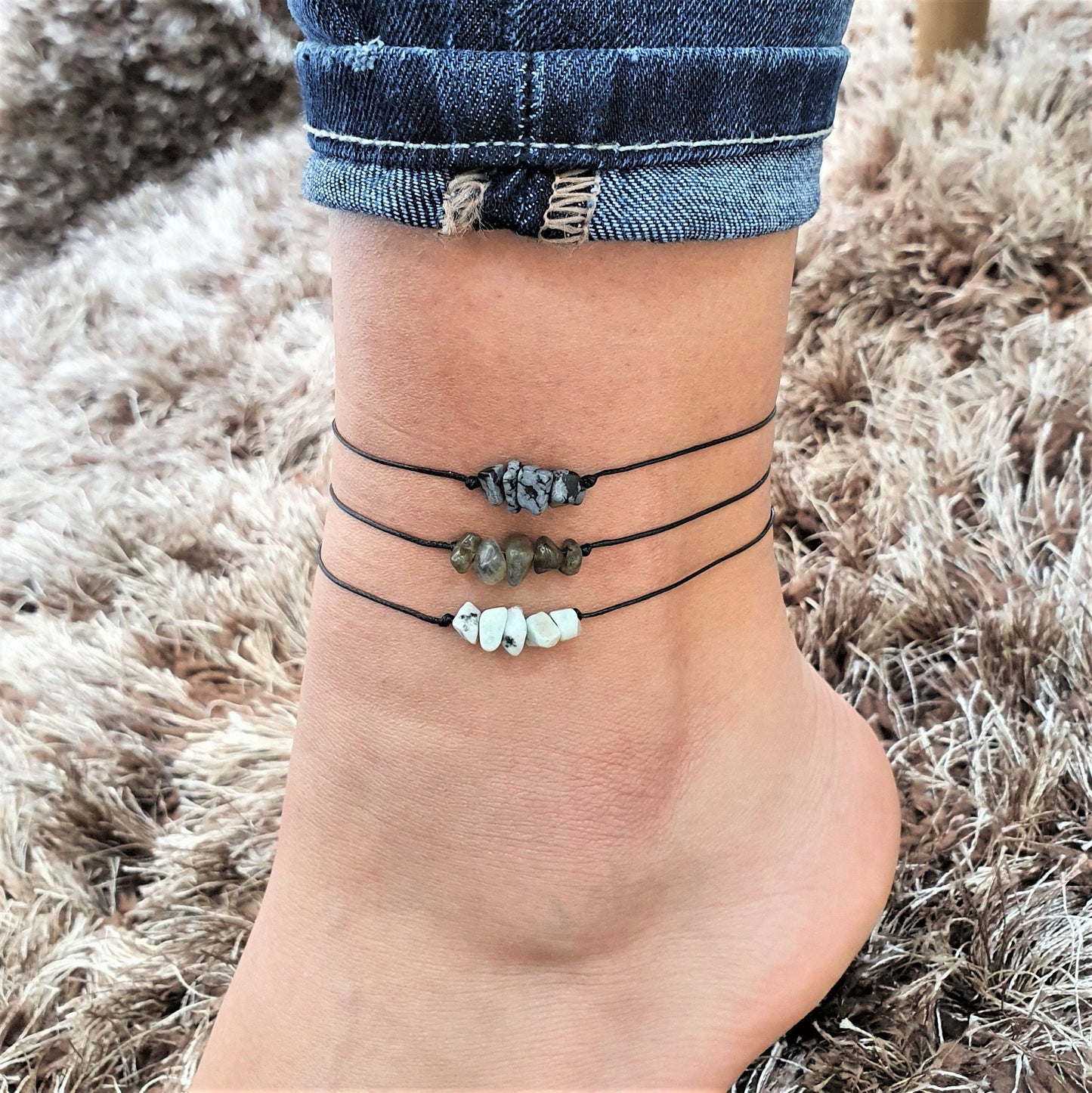 Crystal Anklet, Gemstone Anklet, Lapis Lazuli Anklet, Boho Anklet, Beach Anklet, Chips Anklet, Summer Anklet, Gem Dainty Anklet, Friendship