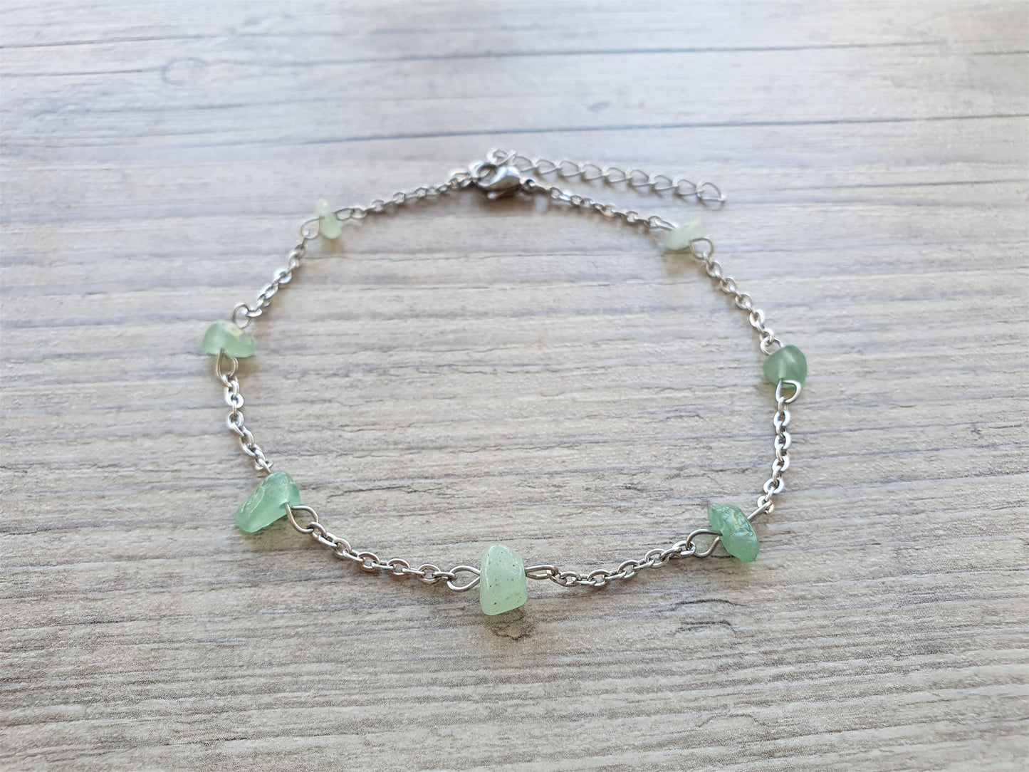 Aventurine Anklet, Gold Anklet, Silver Anklet, Crystal Anklet, Gemstone Anklet, Ankle Bracelet, Boho Anklet, Beach Anklet, Summer Anklet