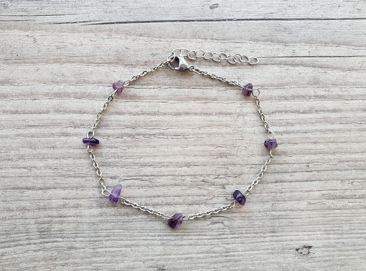 Amethyst Anklet, Gold Anklet, Silver Anklet, Crystal Anklet, Gemstone Anklet, Ankle Bracelet, Boho Anklet, Beach Anklet, Summer Anklet, Chip