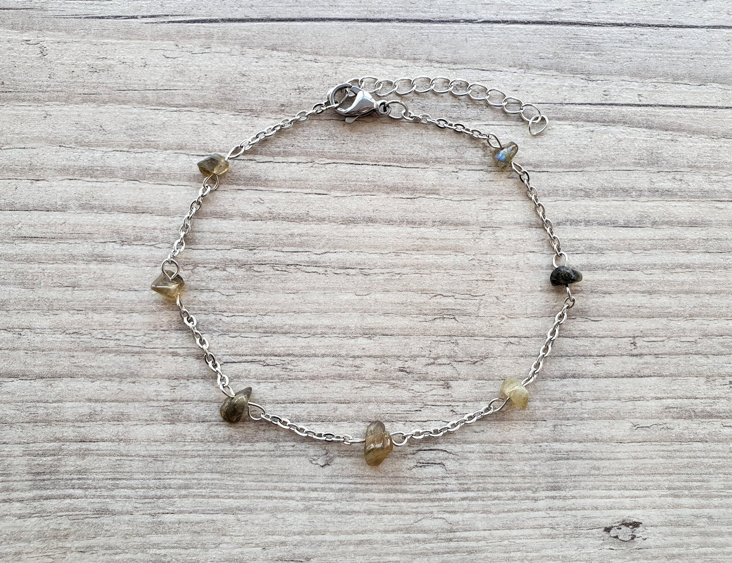 Labradorite Anklet, Silver Anklet, Crystal Anklet, Gemstone Anklet, Ankle Bracelet, Boho Anklet, Beach Anklet, Summer Anklet, Chips Anklet