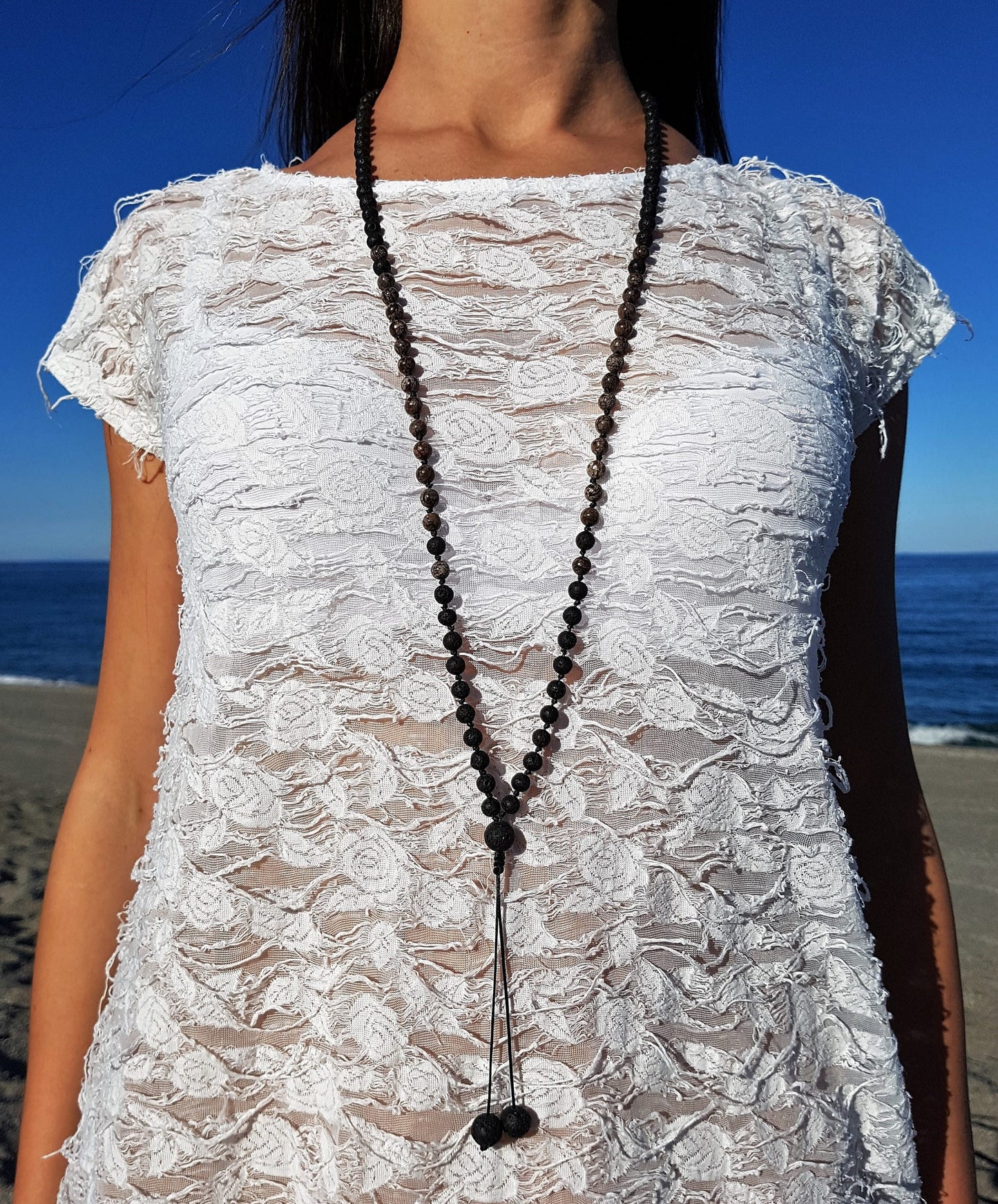 Jasper Mala, Volcanic rock Mala, 108 Mala, 108 Mala Bracelet, Mens Mala, 108 Mala Beads, 108 Prayer Beads, Boho Necklace, Knotted Mala Beads