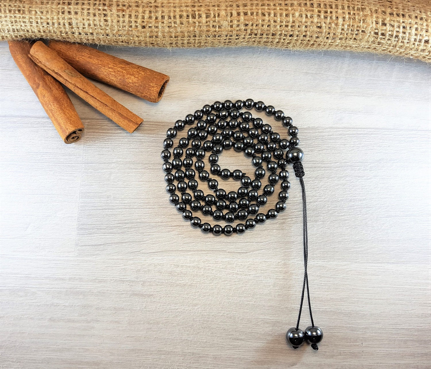 Dark Gray Hematite, Hematite Mala, 108 Mala, 108 Mala Bracelet, Mens Mala Bracelet, 108 Mala Beads, 108 Prayer Beads, Boho Necklace, Knotted